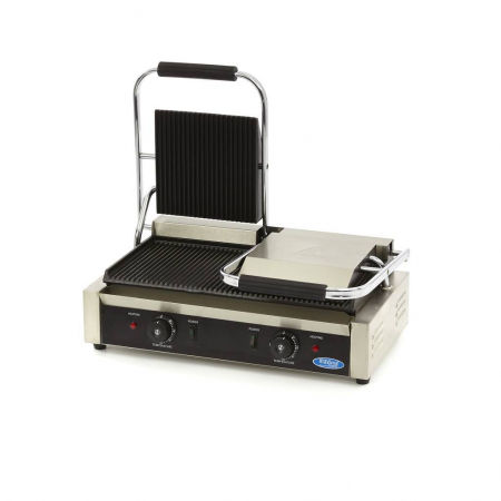 Gratare contact grill - Contact grill striat dublu, 230V, 1800W,  220×235 mm