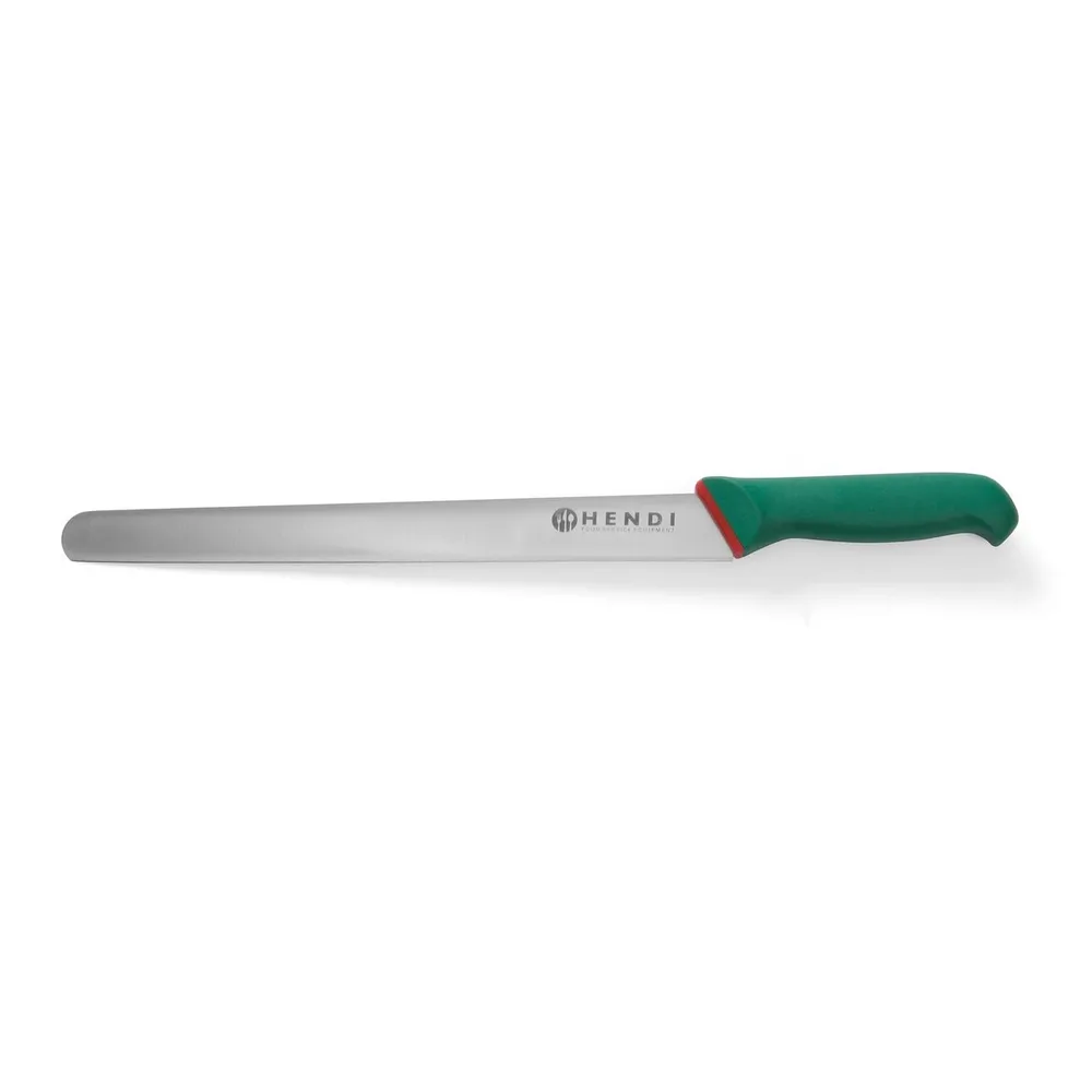 Bucatarie calda - Cutit pentru sunca si somon, maner ergonomic verde, 400 mm