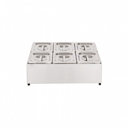 Tavi gastronomice inox - Cuve inox pentru ingrediente 6 GN1/6 BGN6-Duo