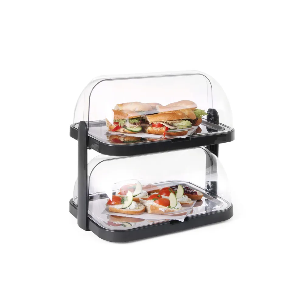 Vitrine neutre - Display rolltop racire, 2 nivele, tava inox, 44x32x44cm