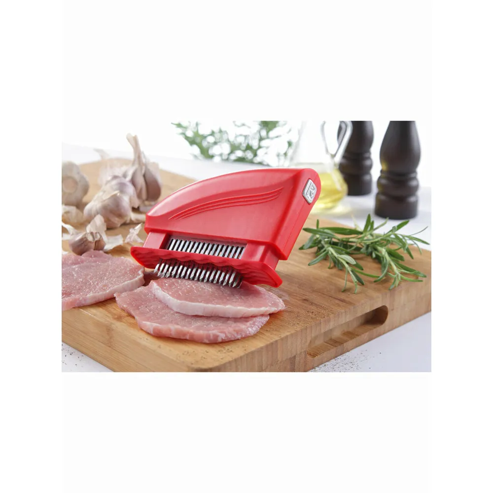 Dispozitiv fragezire carne, 51 lame inox, rosu, 15x4x12cm [1]