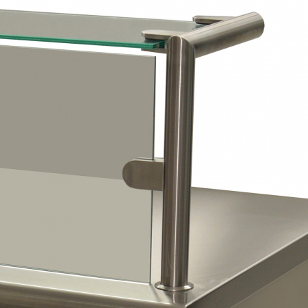 Consola si sticla protectie servire asistata, 4 GN, 1500 mm