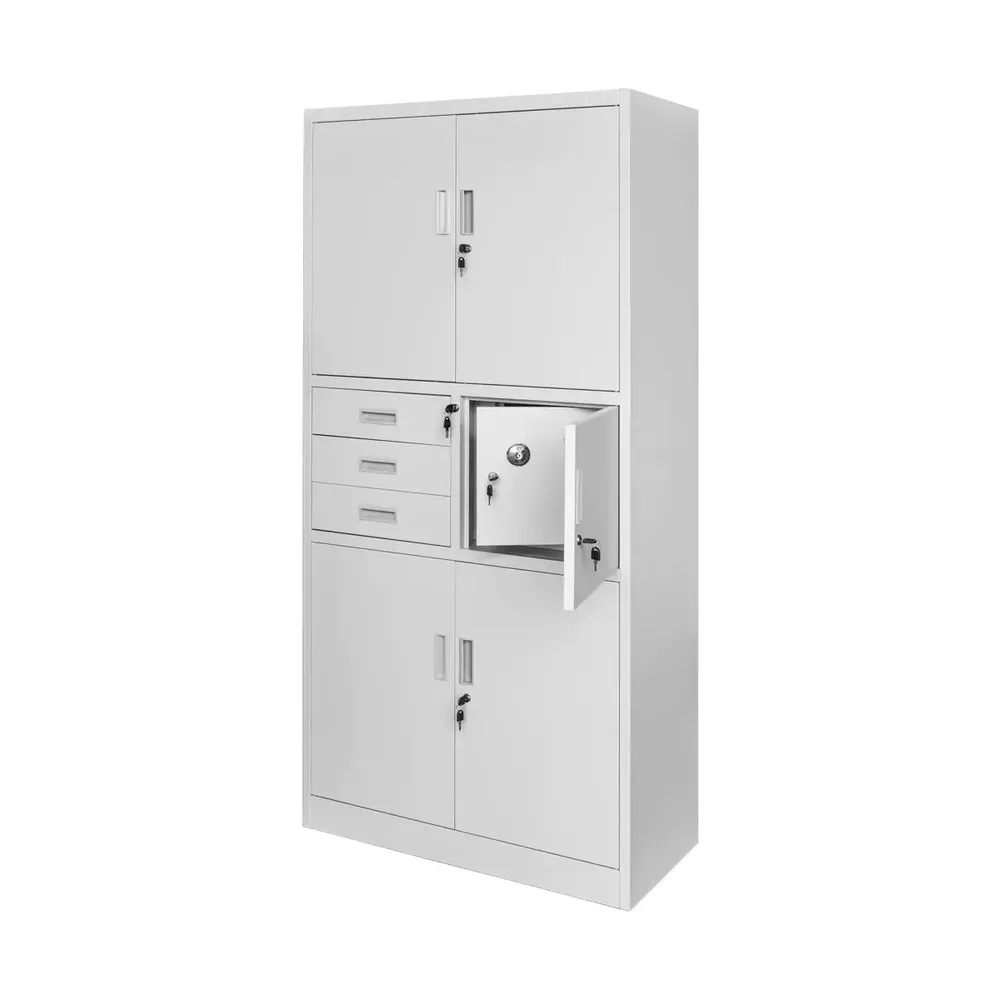 Dulapuri metalice pentru documente - Dulap arhive cu seif, gri, 90x40x185cm