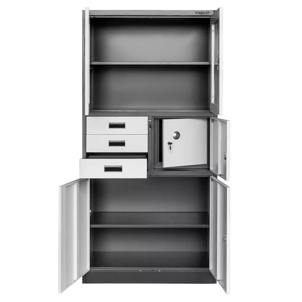 Dulap arhive sticla, seif, grafit/gri, 90x40x185cm [3]