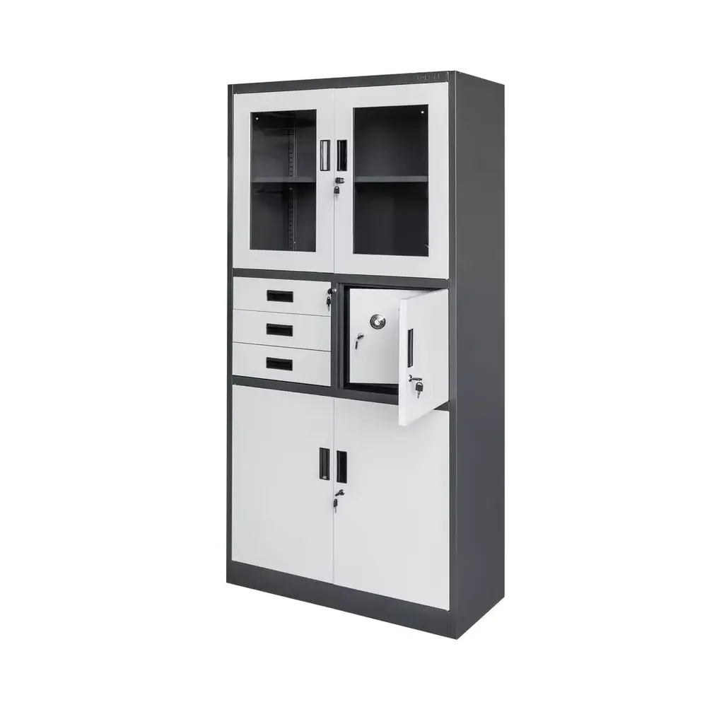Dulapuri metalice pentru documente - Dulap arhive sticla, seif, grafit/gri, 90x40x185cm
