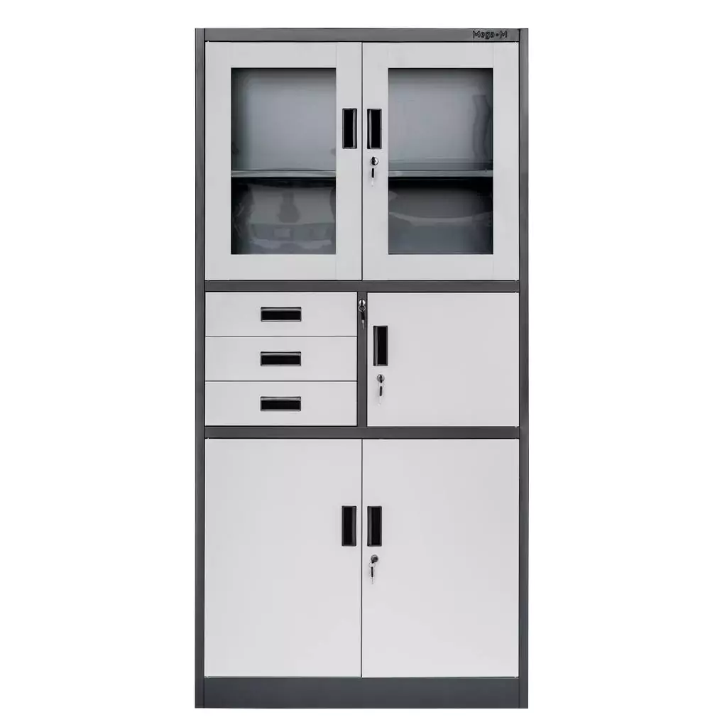 Dulap arhive sticla, seif, grafit/gri, 90x40x185cm [2]