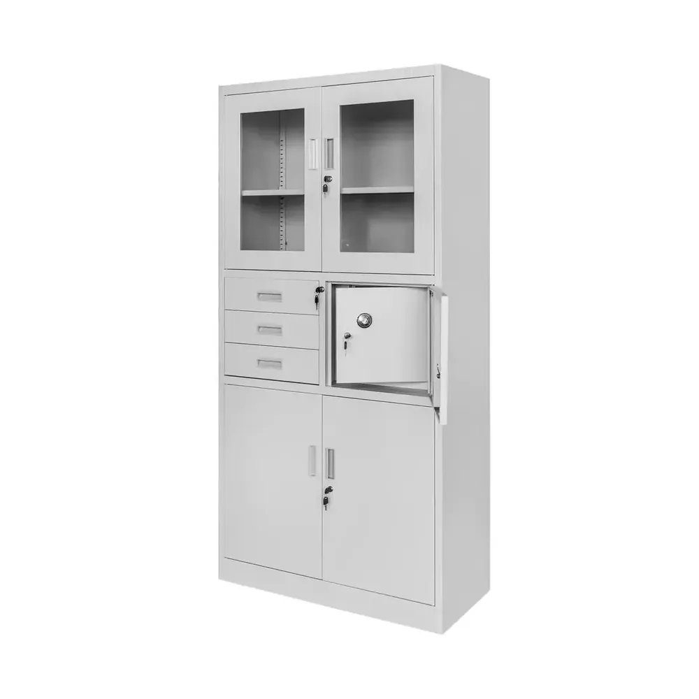 Dulapuri metalice pentru documente - Dulap arhive sticla, seif, gri, 90x40x185cm
