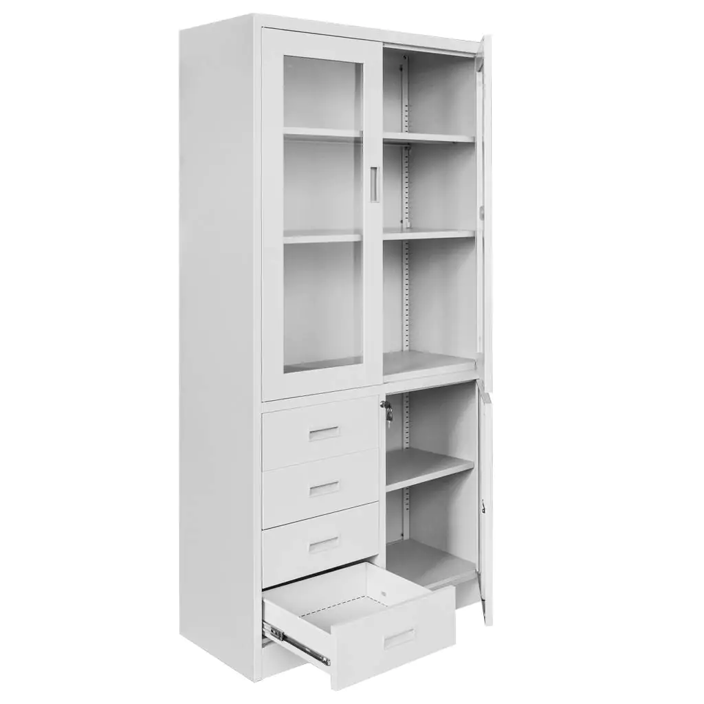 Dulap arhive sticla, sertare, gri, 90x40x185cm [3]