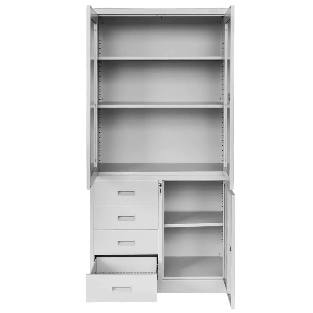 Dulap arhive sticla, sertare, gri, 90x40x185cm [4]