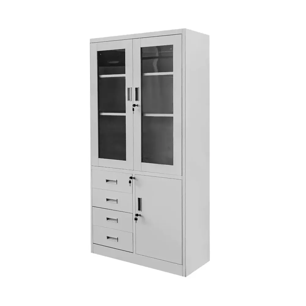 Dulapuri metalice pentru documente - Dulap arhive sticla, sertare, gri, 90x40x185cm