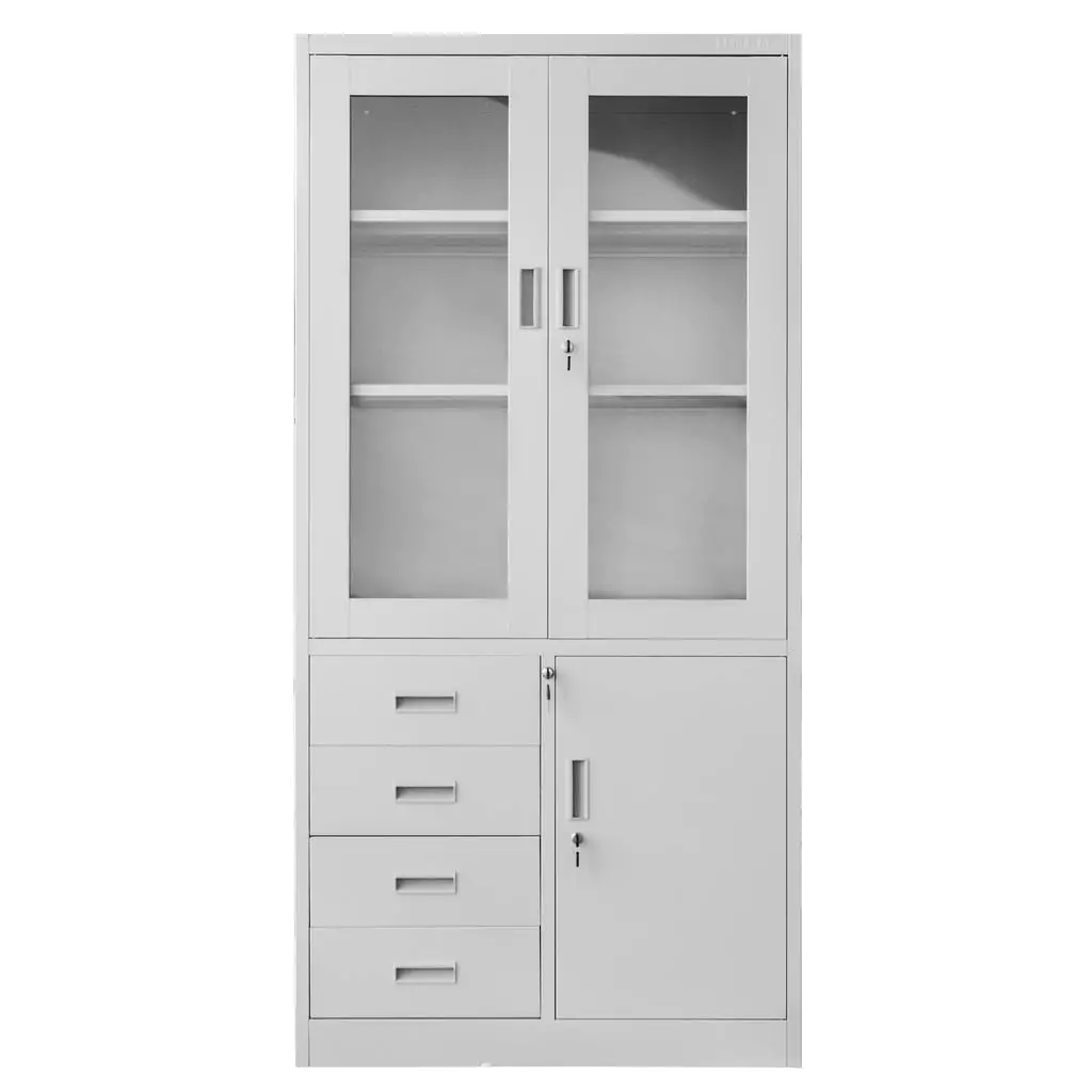 Dulap arhive sticla, sertare, gri, 90x40x185cm [2]