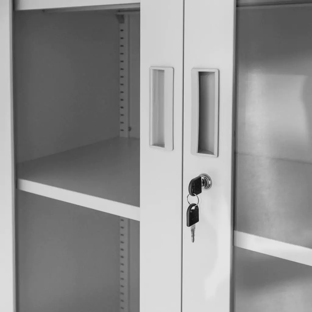 Dulap arhive sticla, sertare, gri, 90x40x185cm [5]