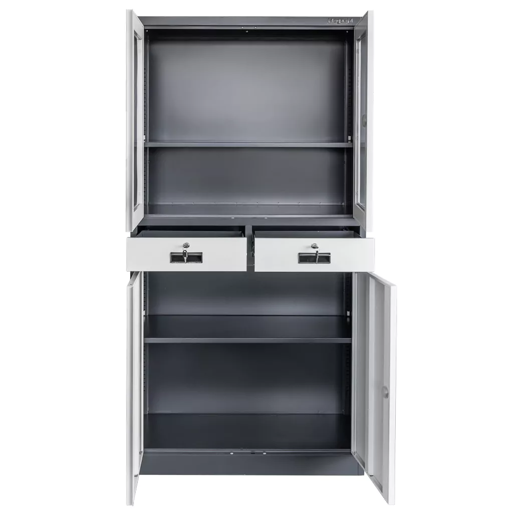 Dulap birou sticla, sertare, grafit/gri, 90x40x185cm [3]