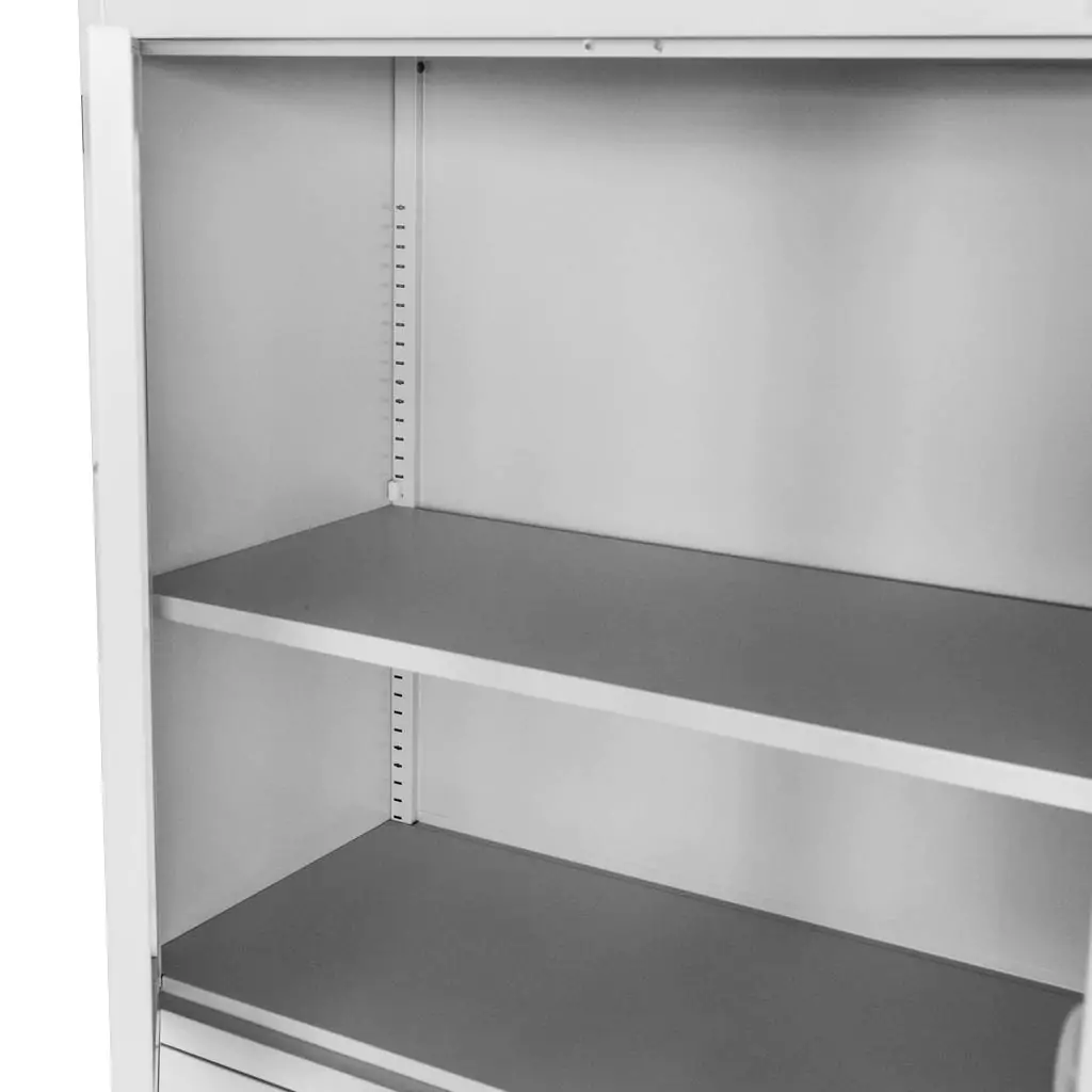 Dulap birou sticla, sertare, gri, 90x40x185cm [4]