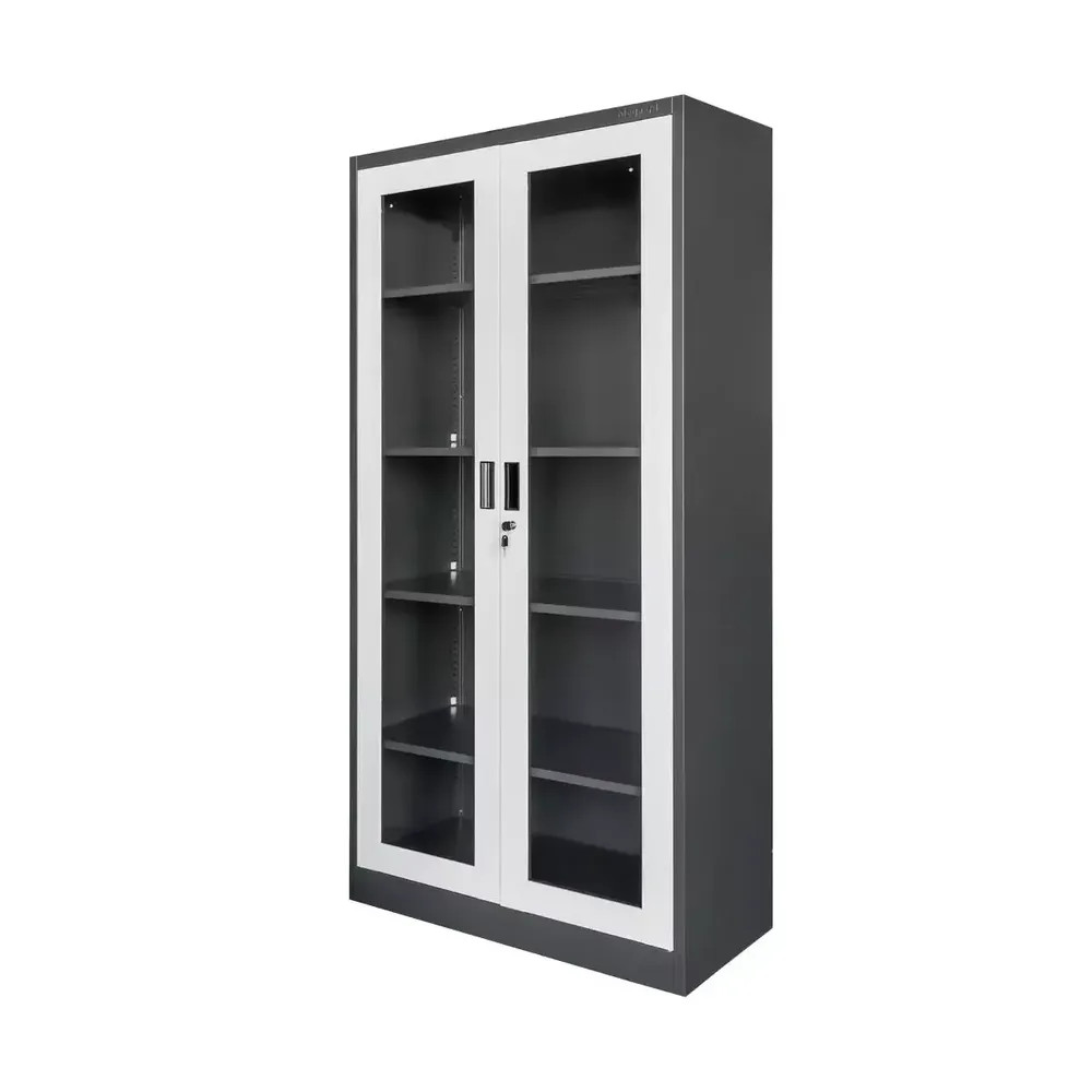 Dulapuri metalice pentru documente - Dulap birou usi sticla, grafit/gri, 90x40x185cm