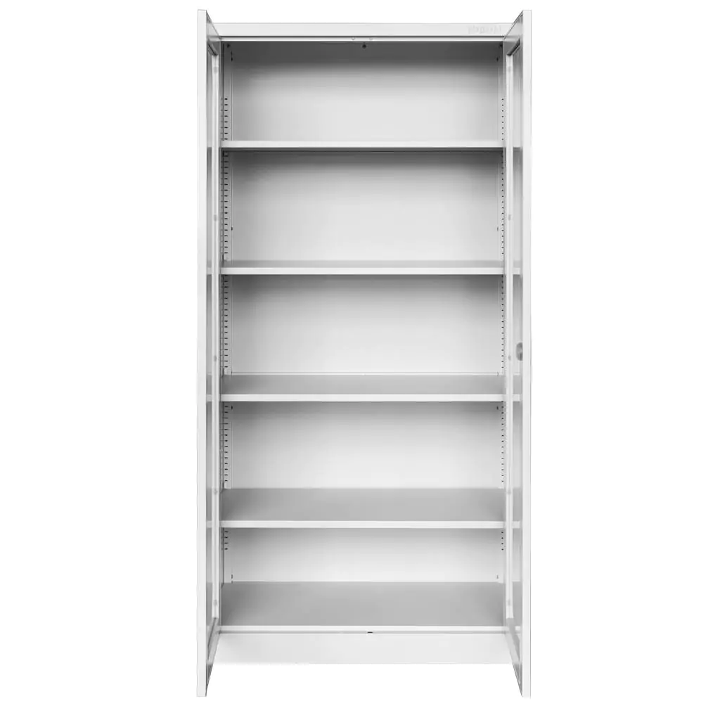 Dulap birou usi sticla, gri, 90x40x185cm [2]