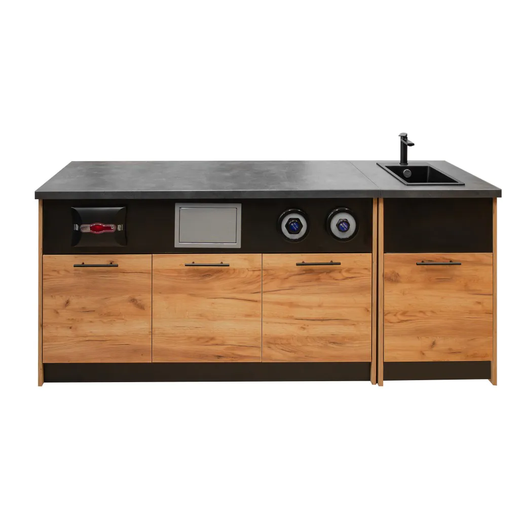 Dulap cu chiuveta si baterie, 90x54x60 cm, stejar kraft [4]