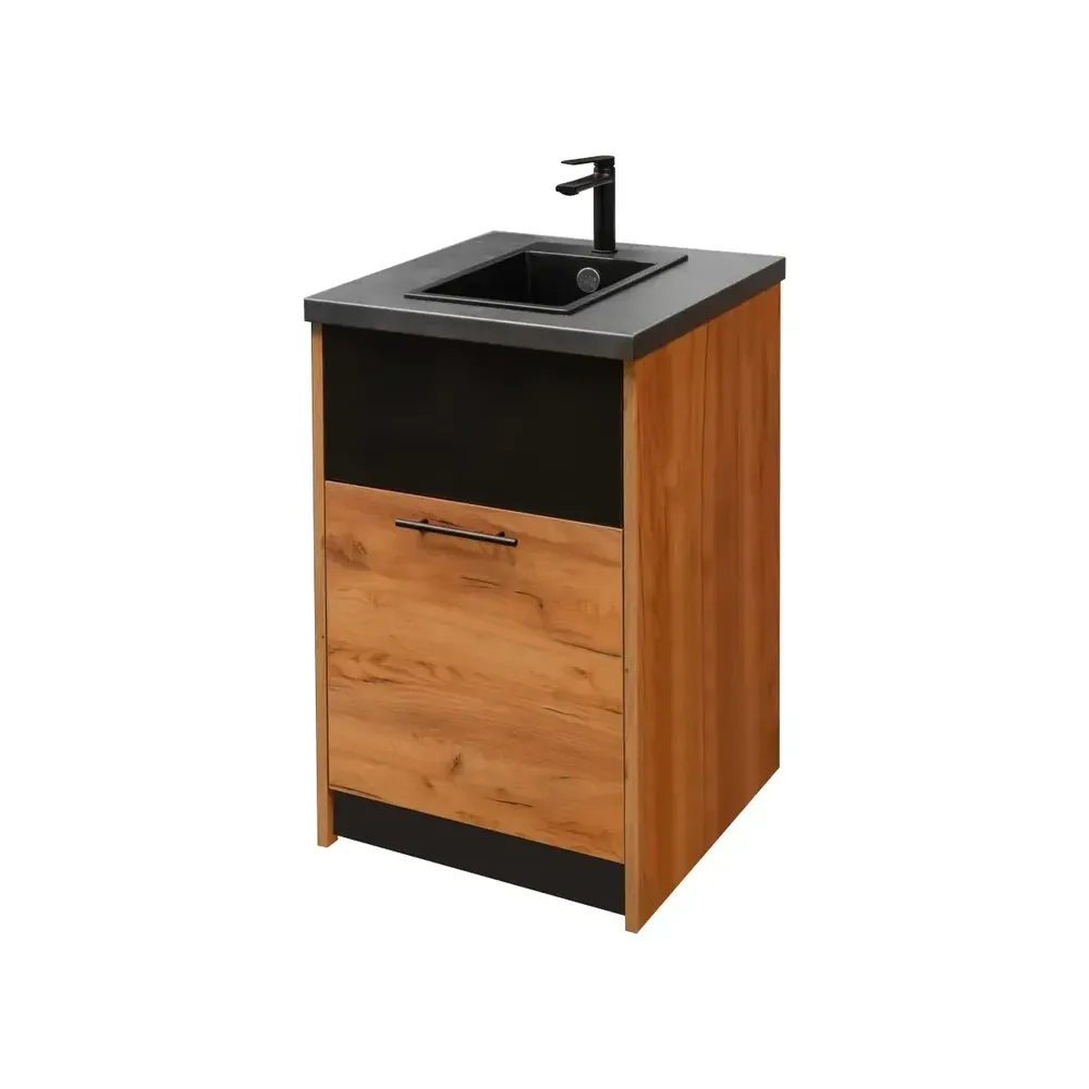 Zone BISTRO - Dulap cu chiuveta si baterie, 90x54x60 cm, stejar kraft