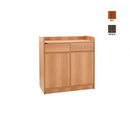 Mobilier servire lemn - Dulap din PAL melaminat cu 2 sertare si 2 usi, culoare nuc, 950x490x990 mm, ML3000SS