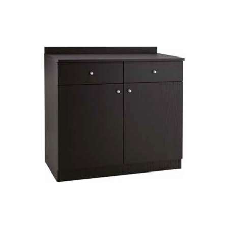 Mobilier servire lemn - Dulap din PAL melaminat cu 2 usi si 2 sertare, culoare gri-carbune, 900x480x950 mm, ML3202SSCA
