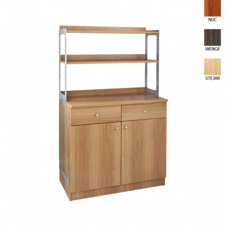 Mobilier servire lemn - Dulap din PAL melaminat cu 2 usi si 2 sertare, culoare cenusiu, 900x480x1550 mm, ML3212SSCE