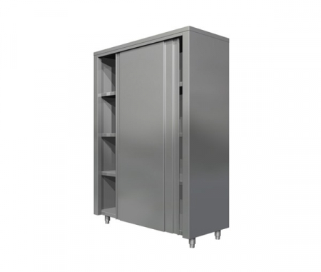 Dulapuri verticale inox - Dulap vertical cu usi glisante din inox si 4 polite, latimea 700 mm