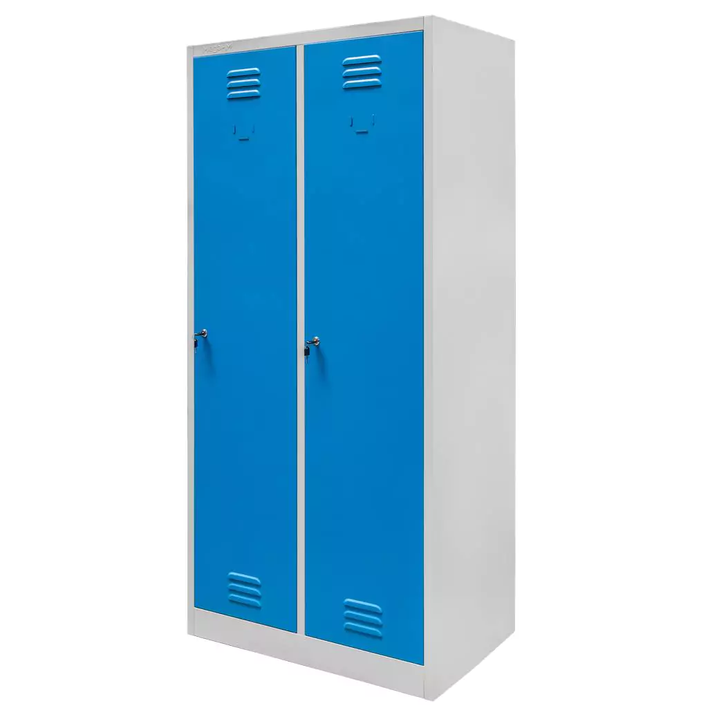 Dulap vestiar 2 usi, cu rafturi, gri/albastru, 80x50x180cm [4]