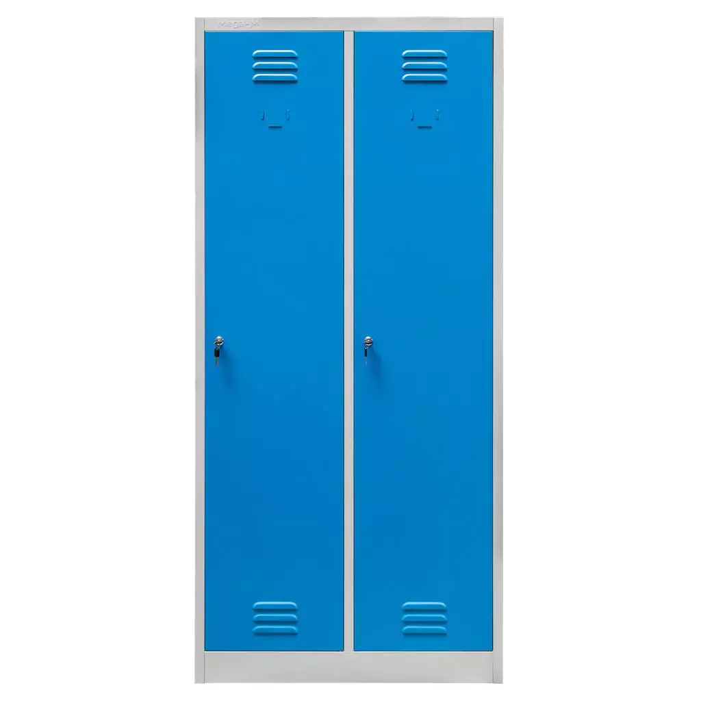 Dulap vestiar 2 usi, cu rafturi, gri/albastru, 80x50x180cm [3]