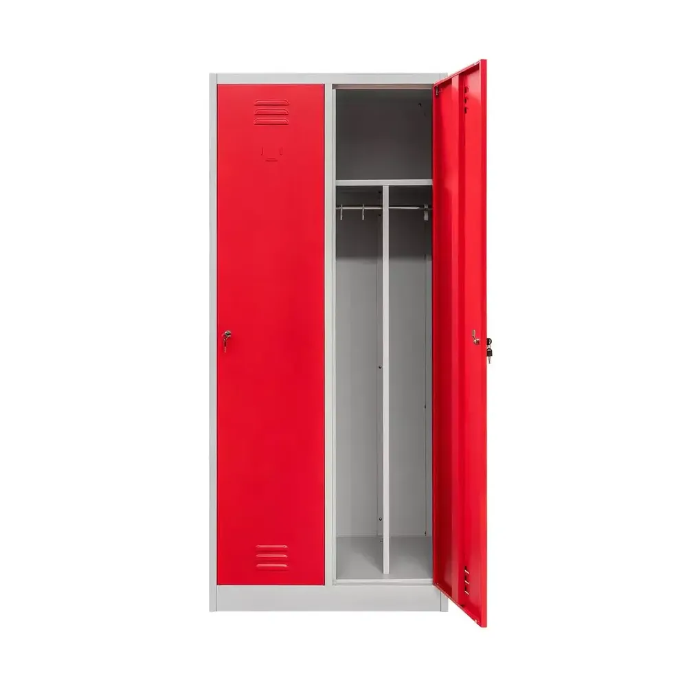 Dotari comerciale - Dulap vestiar 2 usi, cu rafturi, gri/rosu, 80x50x180cm