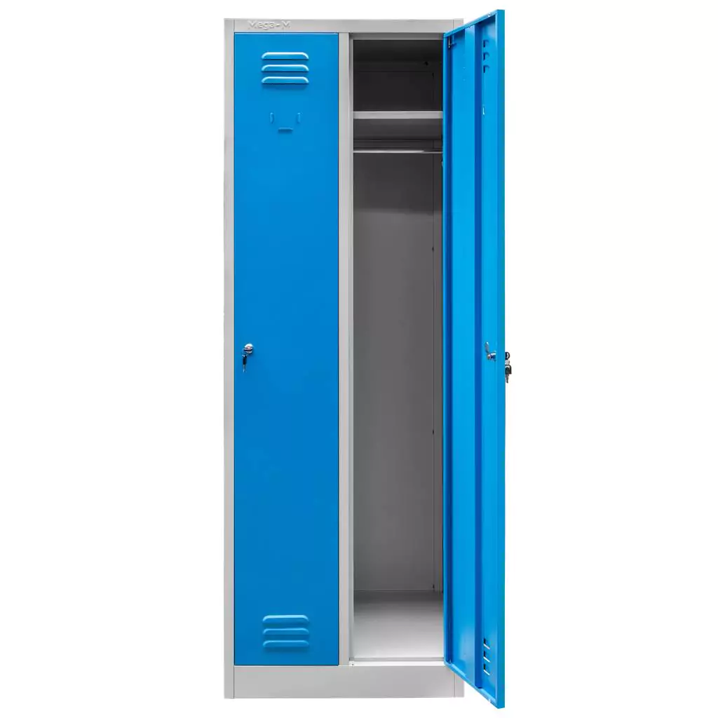Dulap vestiar 2 usi, gri/albastru, 60x50x180cm [4]