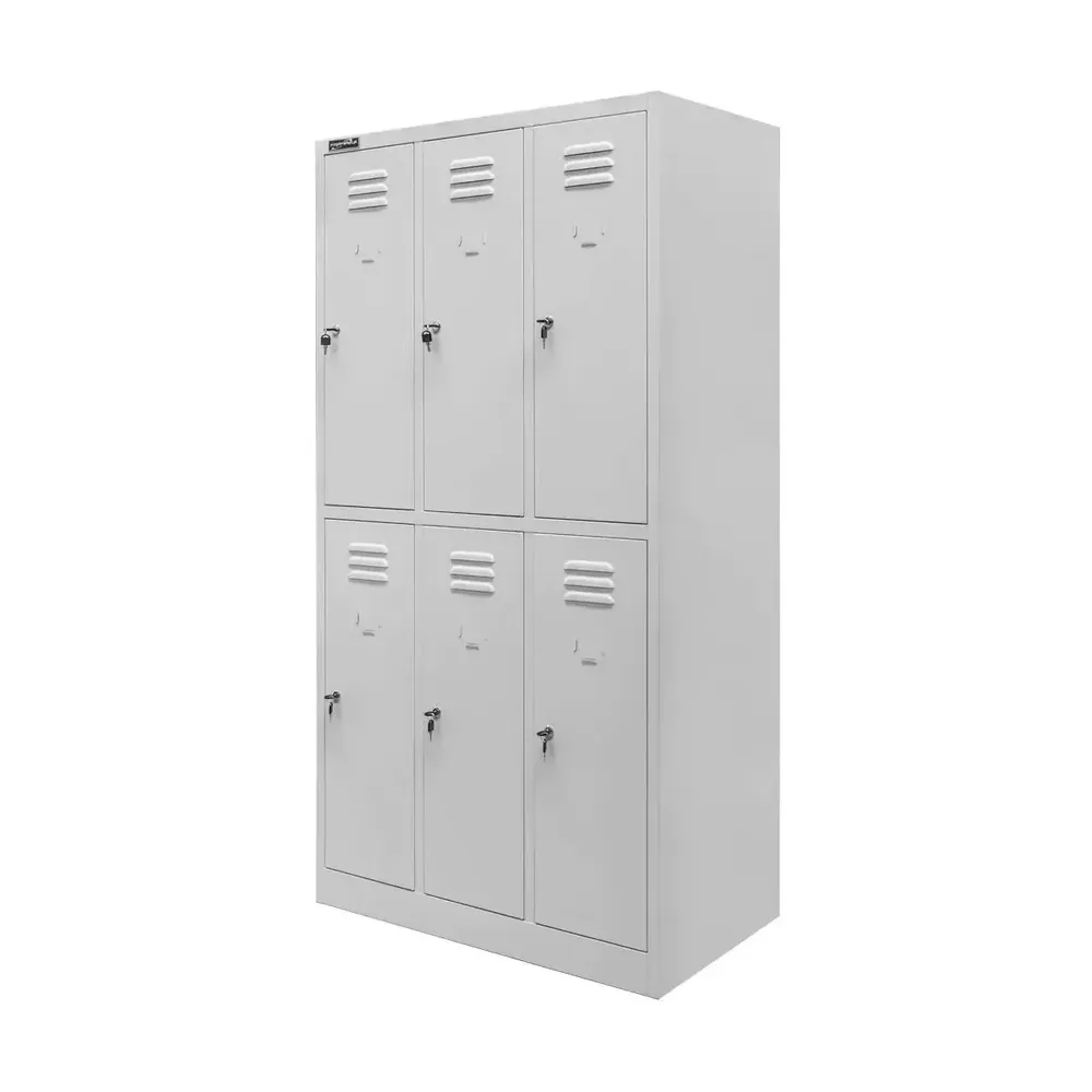 Dotari comerciale - Dulap vestiar cu casete 6 usi, gri, 90x50x180cm