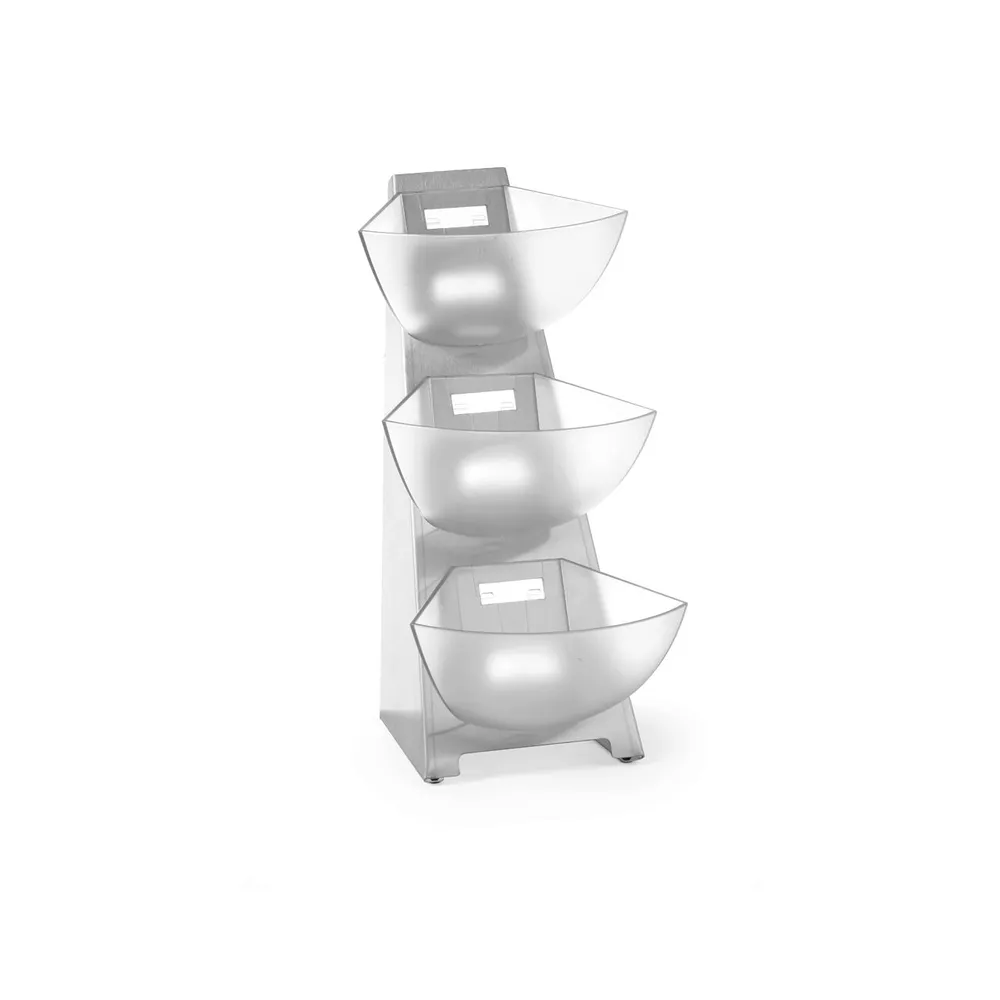 Autoservire - Etajera 3 nivele, inox, pentru lapte si zahar, 190x240x410 mm