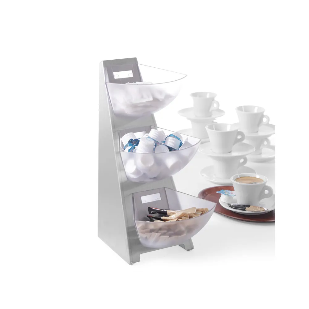 Etajera 3 nivele, inox, pentru lapte si zahar, 190x240x410 mm [1]
