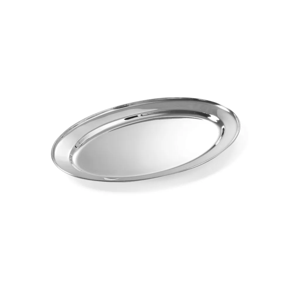 Autoservire - Farfurie ovala din inox, 400x260 mm, pentru servire