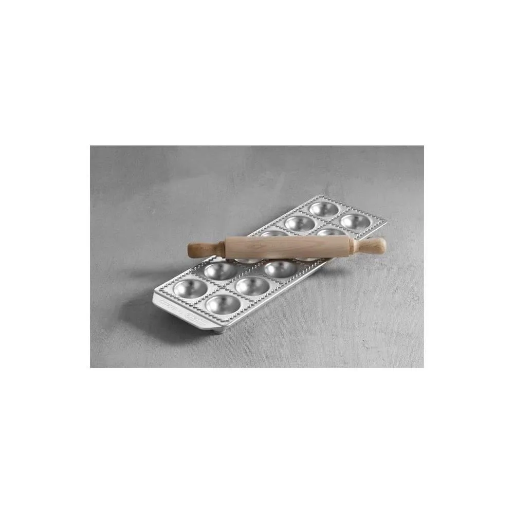 Forma ravioli, 12 forme, aluminiu, cu sucitor inclus [1]