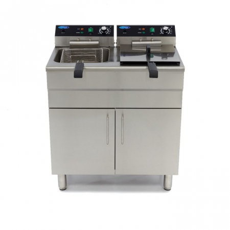 Friteuza 2 x 16 litri, 2 cosuri, robinet scurgere, suport depozitare [5]