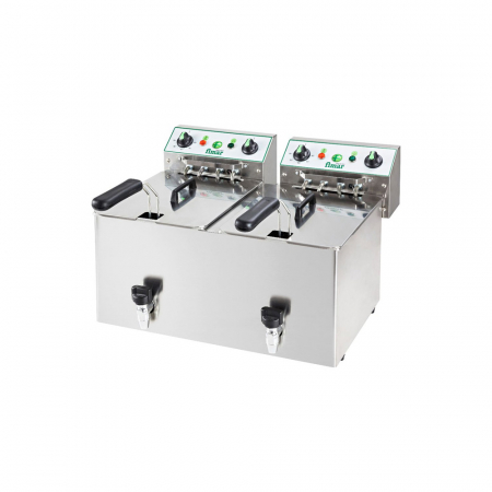 Echipamente Fast-food - Friteuza electrica 10+10 litri cu robinet, 400V, 7 kW, FR1010R