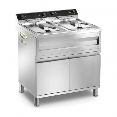 Echipamente Fast-food - Friteuza electrica 12+12 litri cu robinet si suport, 2x9 kW, 400V, MFR212M