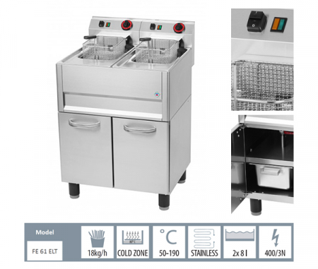 Friteuza electrica 2x13 litri 400V cu suport, linia 600, FE61-13ELT [2]