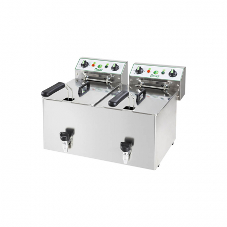 Echipamente Fast-food - Friteuza electrica 8+8 litri cu robinet, 230V, 6 kW, FR88R