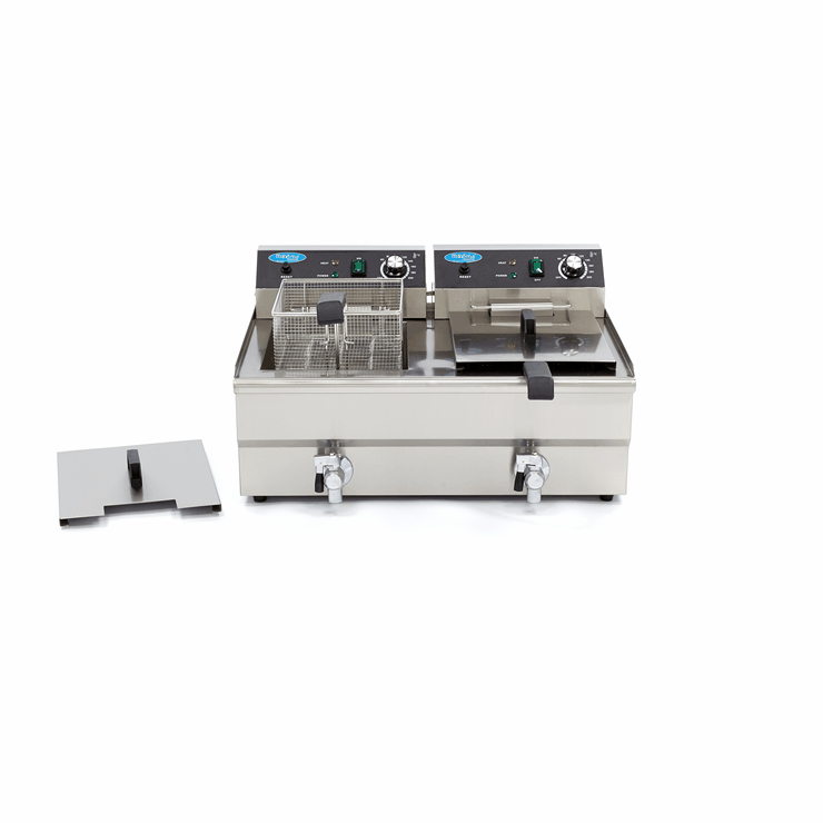 Friteuza electrica cu robinet 2x13L, 6000W, 230V [3]