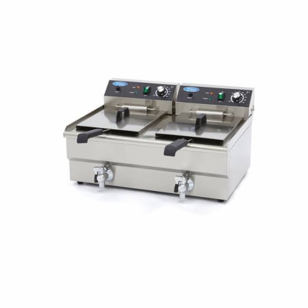 Echipamente Fast-food - Friteuza electrica cu robinet 2x13L, 6000W, 230V