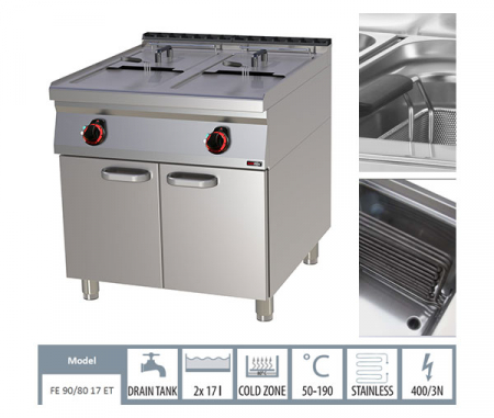 Friteuza electrica cu suport 2x17 litri, 800x900x900 mm, 27 kW, linia 900, FE90/80-17E [1]