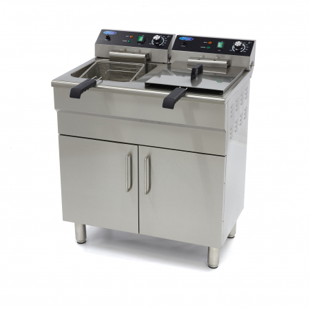 Echipamente Fast-food - Friteuza electrica cu suport tip dulap si robinet 2x16L, 2x5000W, 400V