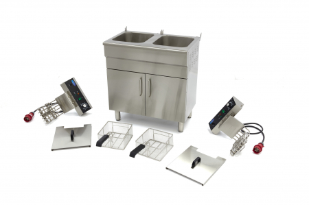 Friteuza electrica cu suport tip dulap si robinet 2x16L, 2x5000W, 400V [7]