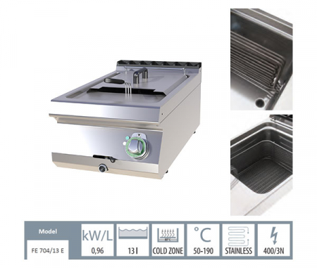 Friteuza electrica profesionala 13 litri de banc, 12,5 kW, 400V, linia 700, FE704-13E [1]