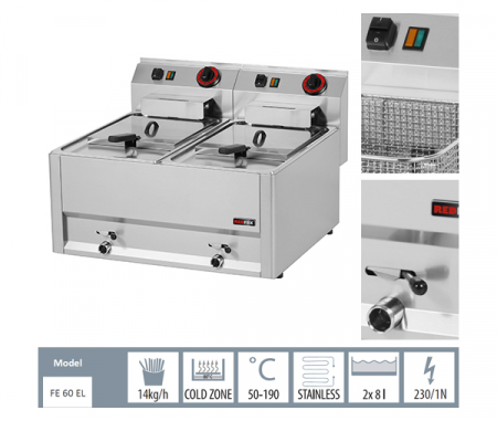 Friteuza electrica profesionala 2x8 litri 400V, linia 600, FE60ELT [1]