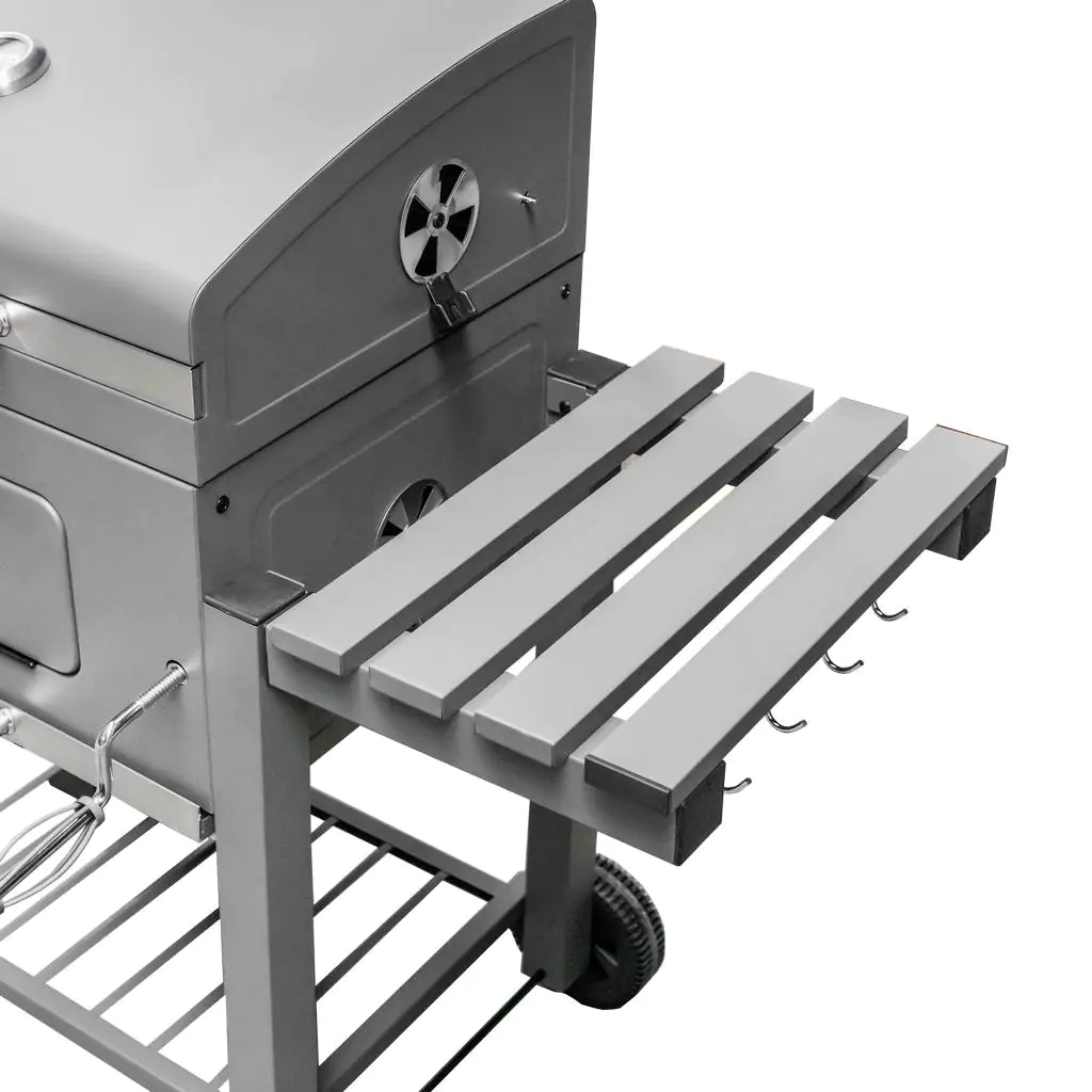 Gratar de gradina pe carbune cu capac si 1 masa laterala 56x42 cm [7]