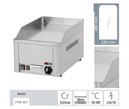 Gratar Fry-top electric cromat neted 480x320 mm, 330x540x220 mm, 3 kW, FTHC30E [1]