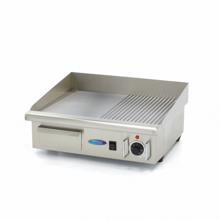 Gratare profesionale - Gratar Fry-top electric mixt din inox, 550×365 mm, 3 kW, 230V